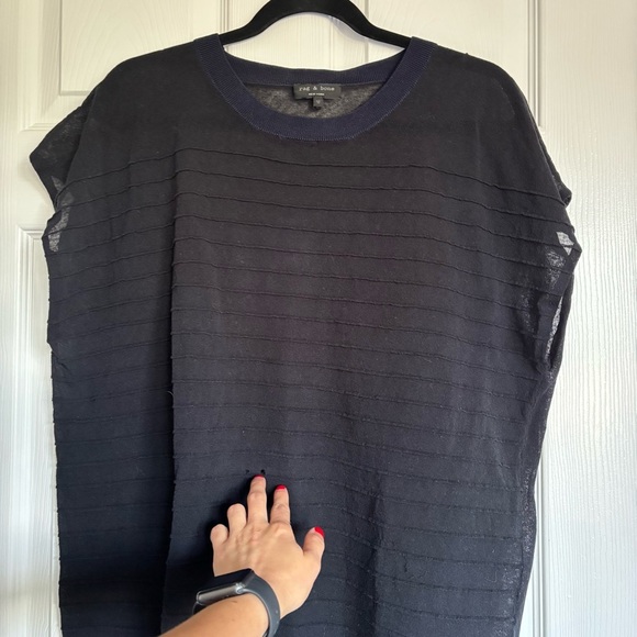 Women's Rag and Bone Oversized Sheer Shirt Black Navy Blue Size Medium - Picture 5 of 6